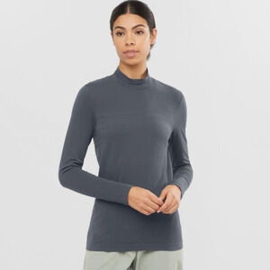 Salomon Essential Warm Top Base Layer Mock Neck Long Sleeve Size Large NEW